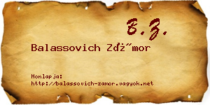Balassovich Zámor névjegykártya